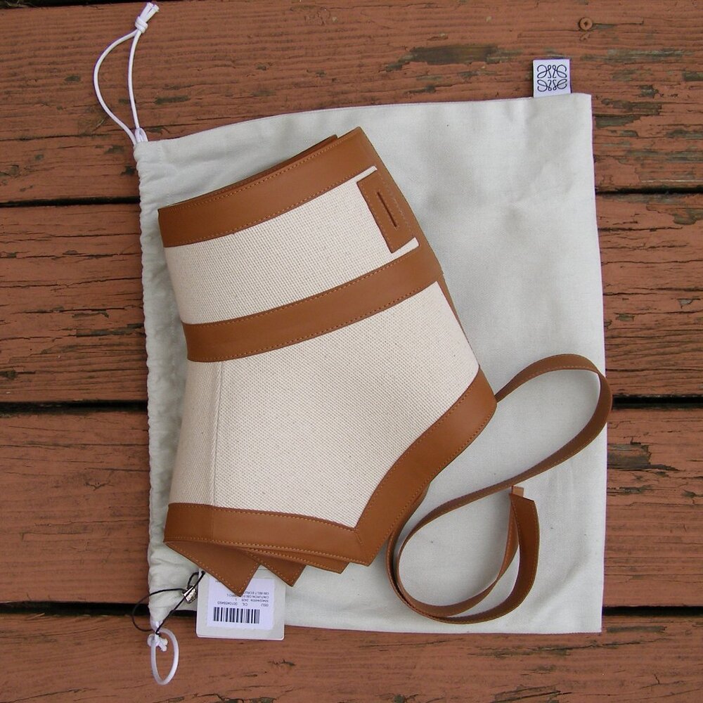 RARE NWT LOEWE Tan Canvas & Leather Obi Belt - Picture 15 of 15